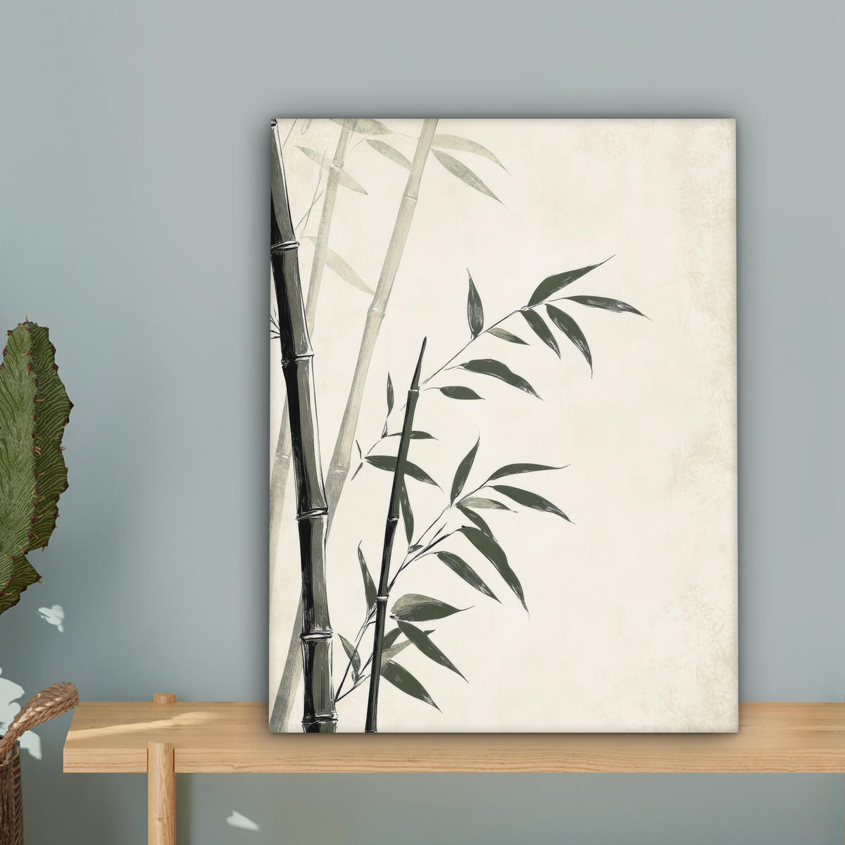 LEINWANDBILD Japandi - Bambus - Beige 30x40 cm - Eukalyptusholzfarben, Textil (30/40cm) - MuchoWow