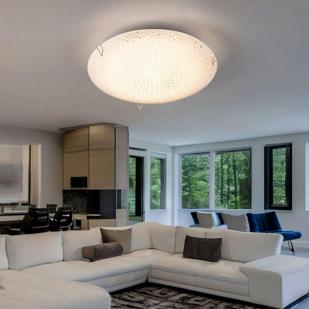 LED DECKENLEUCHTE Glas Weiß Graphitmuster - Weiß, Glas (20/20/6cm)