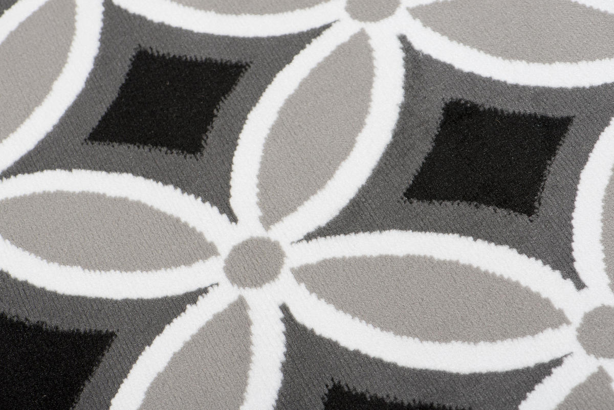 TEPPICH MAYA Schwarz Geometrisch Mosaik Karo 140/200 cm - Grau, Textil (140/200cm) - Tapiso
