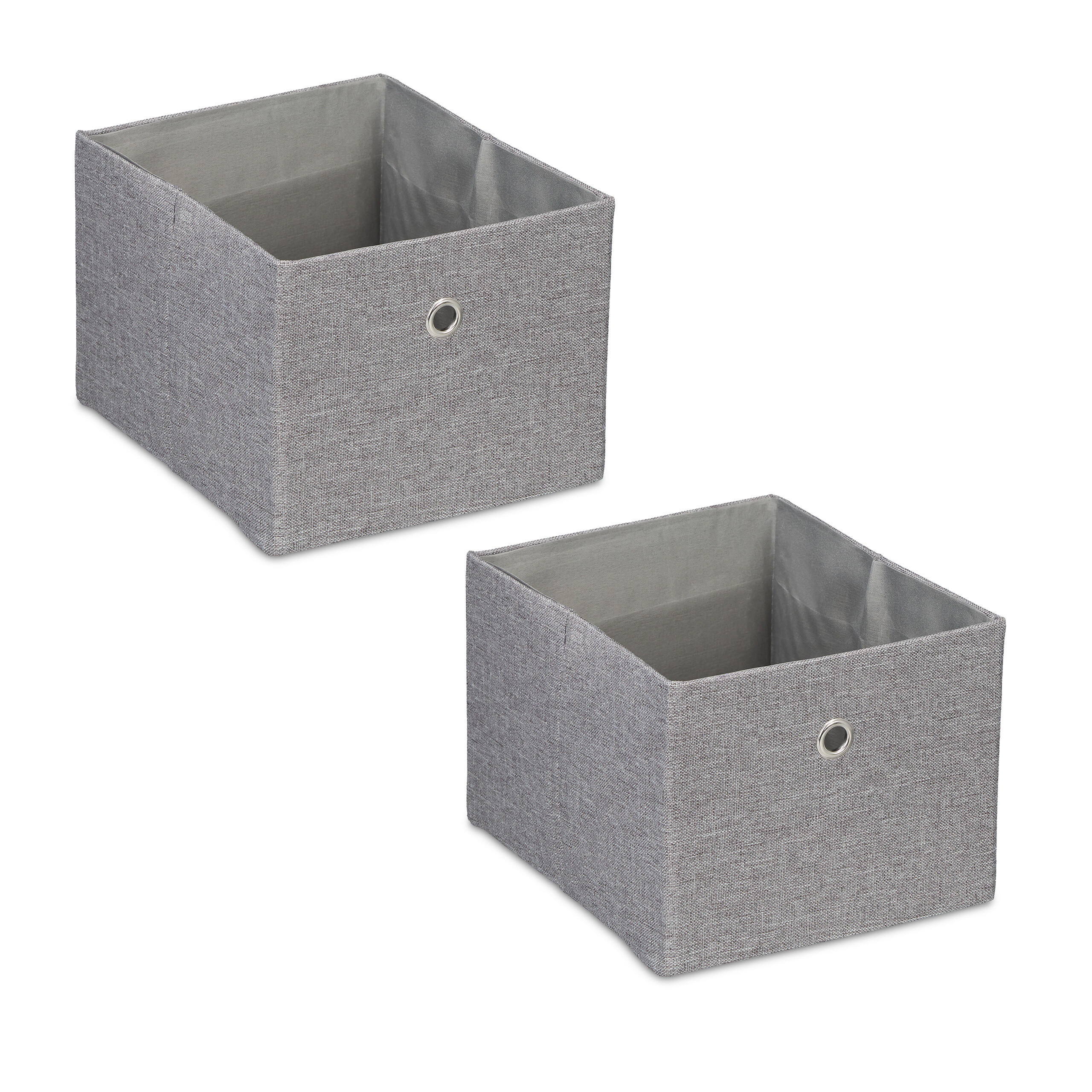 2XAUFBEWAHRUNGSBOX - Grau, Papier/Textil (20.5/16/25cm) - Relaxdays