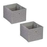 2XAUFBEWAHRUNGSBOX - Grau, Papier/Textil (20.5/16/25cm) - Relaxdays