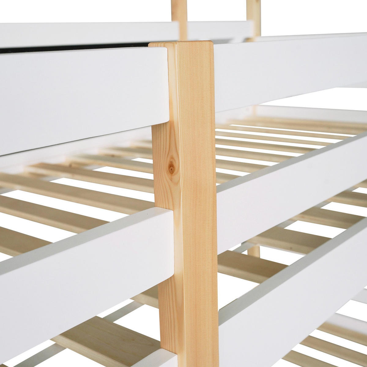 HOCHBETT 0,9x2m Baumhausbett & Rausfallschutz/Lattenrost - Weiß, Holzwerkstoff (90/200cm)
