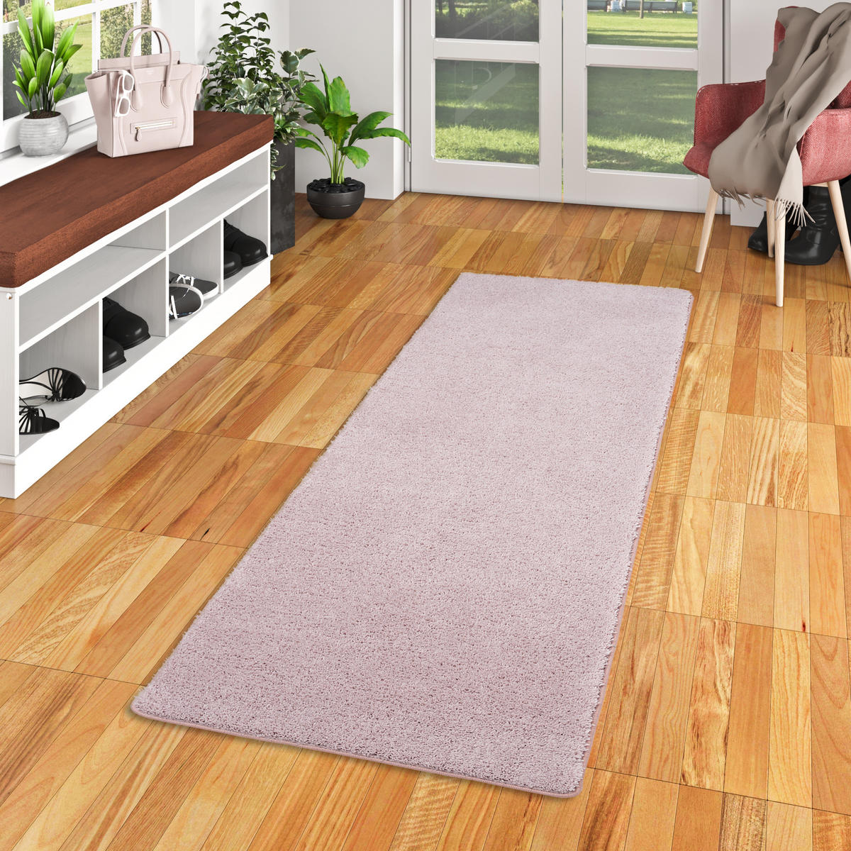 HOCHFLOR SHAGGY LÄUFER TEPPICH PALACE - Rosa, Textil (100/400cm) - Snapstyle