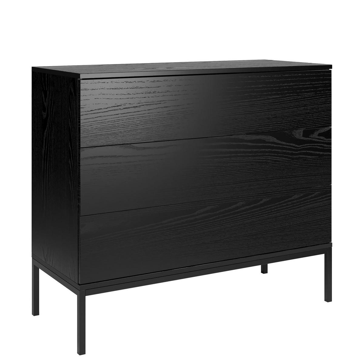 KOMMODE Induro Schwarz, Schubladenkommode mit Metal Beine - Schwarz, Holzwerkstoff/Metall (100/84/41cm) - Bettso