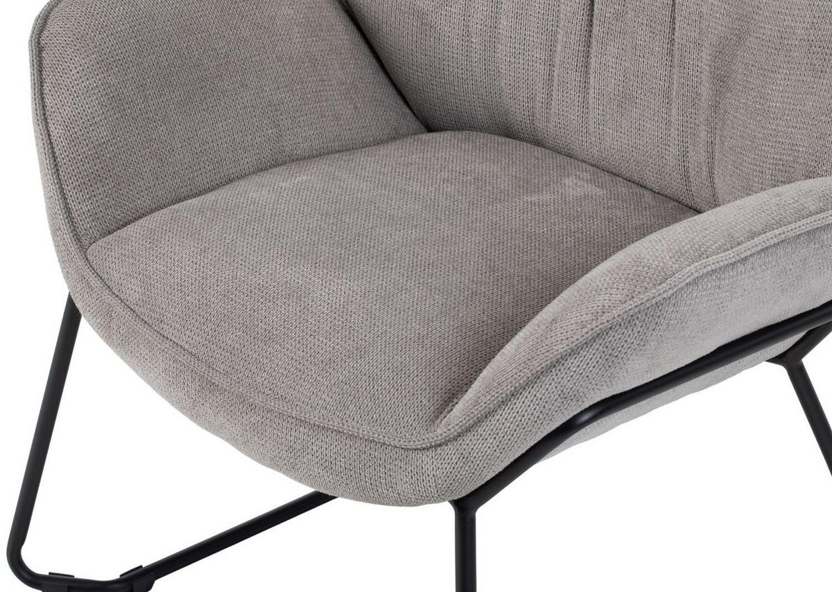 SESSEL Aliano - 4er Set - hellgrau - Hellgrau/Schwarz, Textil/Metall (67/76/73cm) - bene living
