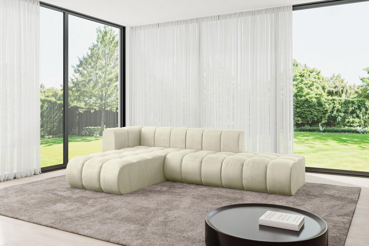 ECKSOFA modulares Sofa Zuvon-L1 - 296x177x70 cm Beige - Beige, Holzwerkstoff/Textil (296/177cm) - ALTDECOR