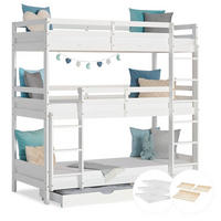 ETAGENBETT Kinderbett 90/200 cm weiß mit Bettkasten mit Matratzen - Weiß, Holz - Homestyle4u