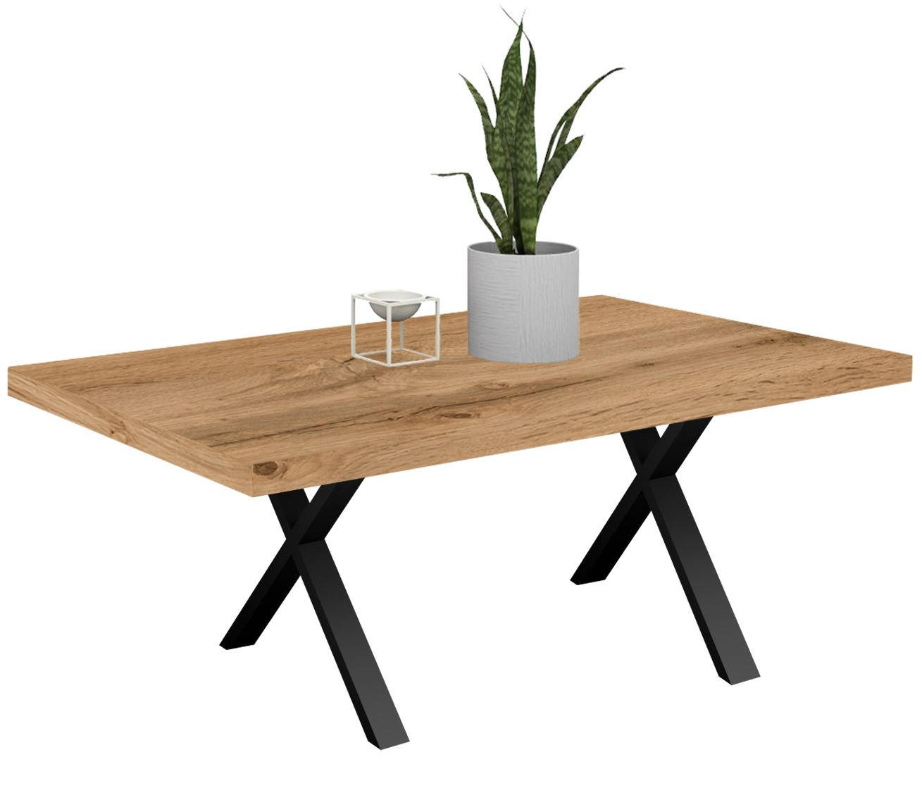 ESSTISCH Elgin 4 210x80x100 Metall+Holzwerkstoff Schwarz/Wotan Eiche - Eiche Wotan/Schwarz, Holzwerkstoff (210/100/80cm) - 58aufmkessel