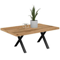 ESSTISCH Elgin 4 210x80x100 Metall+Holzwerkstoff Schwarz/Wotan Eiche - Eiche Wotan/Schwarz, Holzwerkstoff (210/100/80cm) - 58aufmkessel