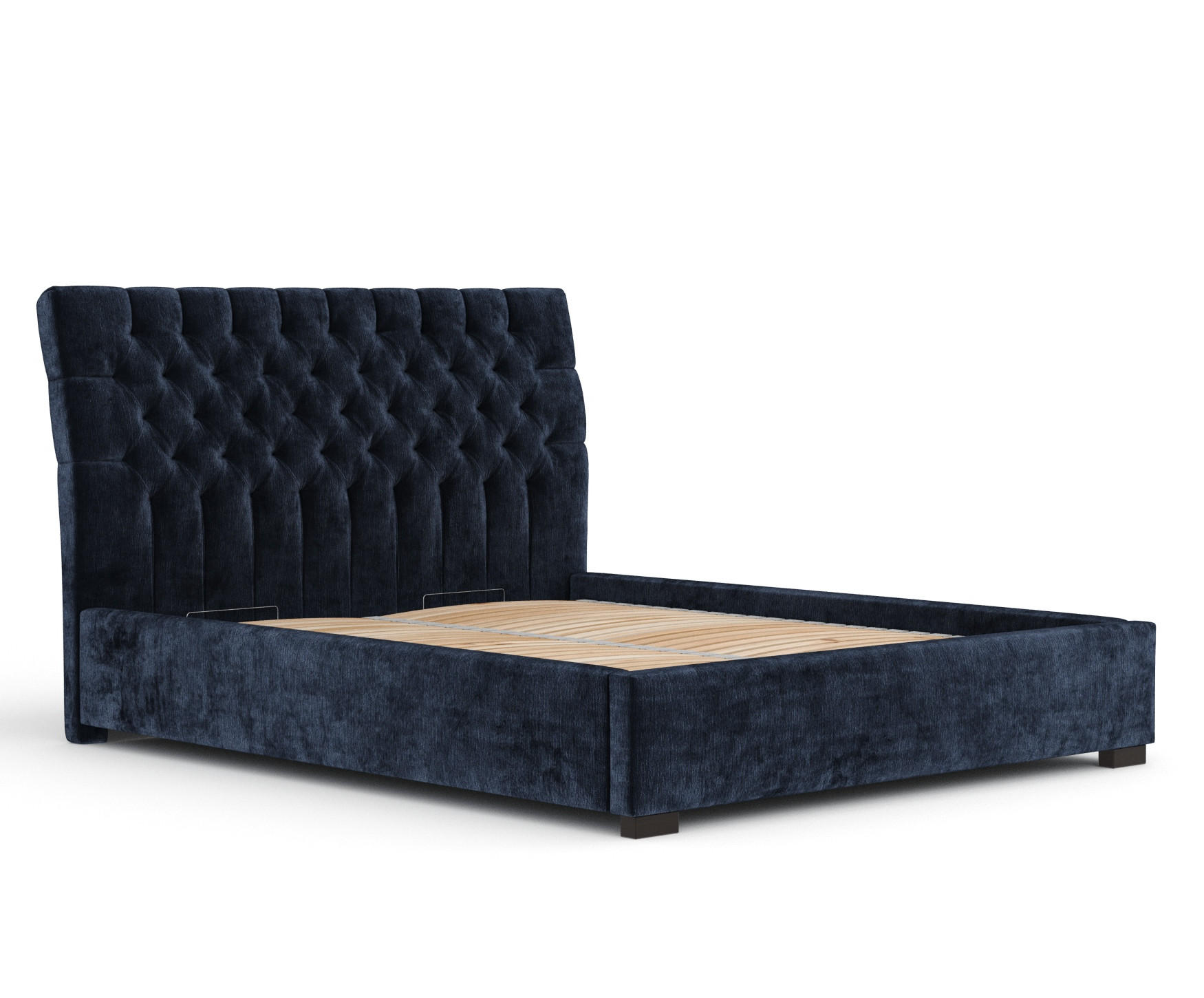 POLSTERBETT Vezzola Marineblau 120/200 cm im Chenille-Stoff - Schwarz/Naturfarben, Holz/Holzwerkstoff (120/200cm) - Maison de Reve