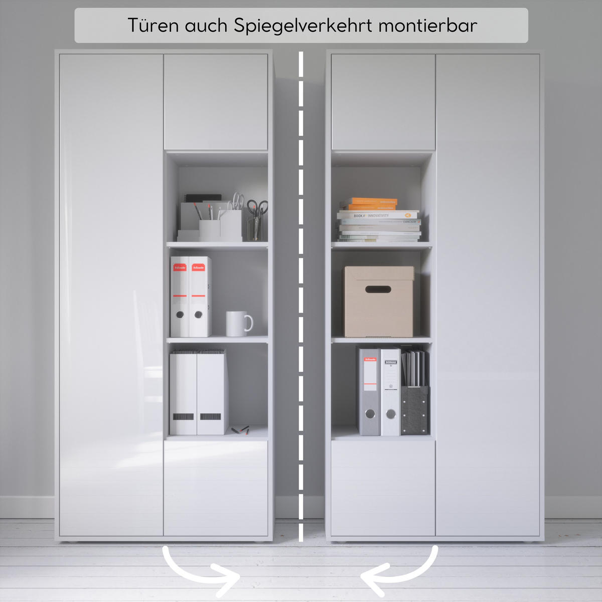 AKTENSCHRANK Amira T30 Weiß Hochglanz 180/80/40 cm - Weiß Hochglanz, Holzwerkstoff (80/180/40cm) - SIMPLYFURN