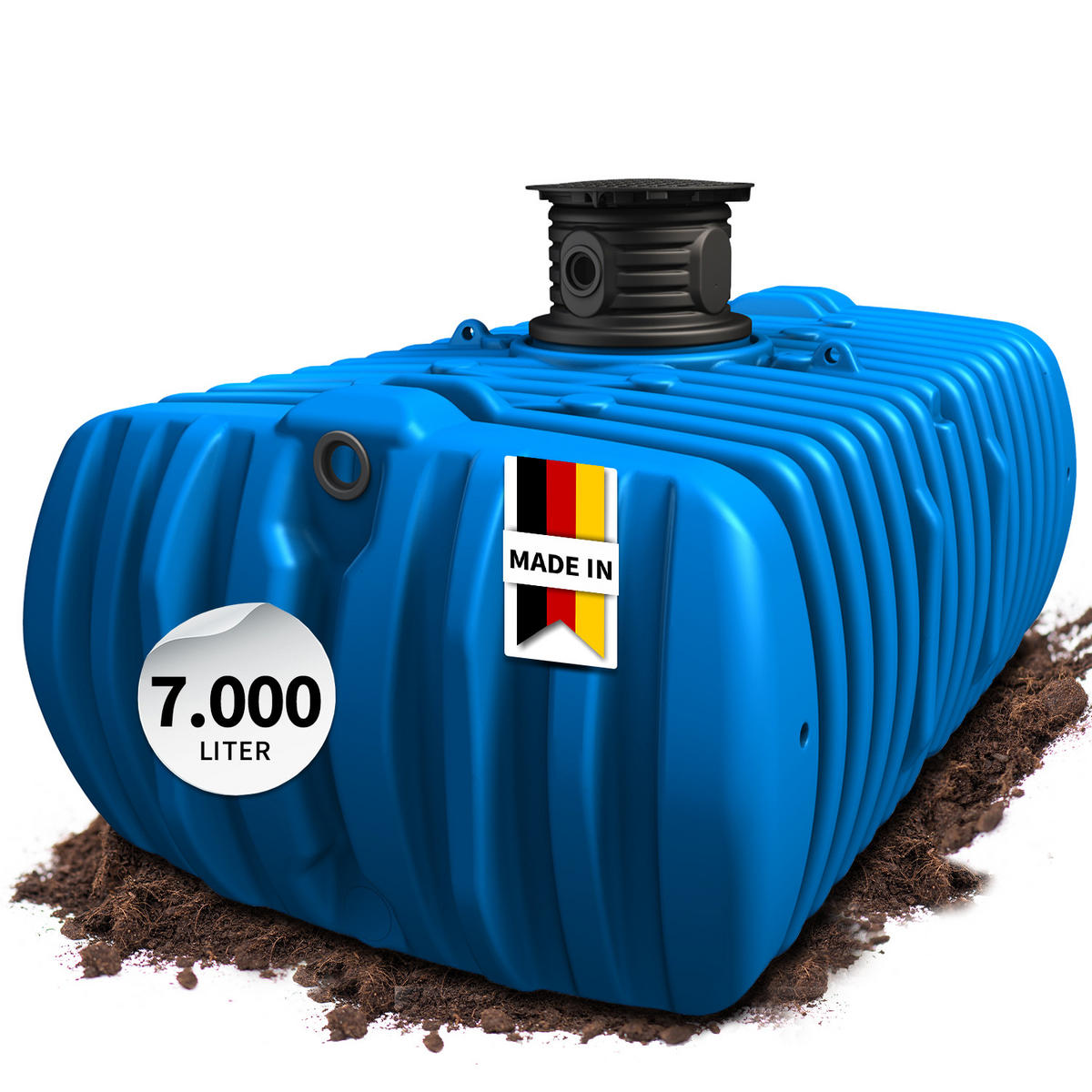 XL Flachtank 7000 L inkl. Schachtverlängerung - Blau, Kunststoff (210/134/330cm) - 4rain