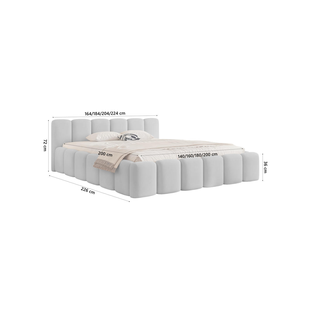 POLSTERBETT Limata 140x200 cm, Hellgrau - Hellgrau, Textil (140/200cm) - Fedve