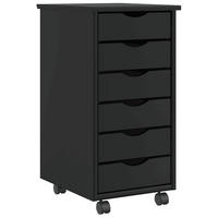 ROLLSCHRANK Mit Schubladen Moss Schwarz Massivholz Kiefer - Schwarz, Holz (39/65.5/34cm) - vidaXL