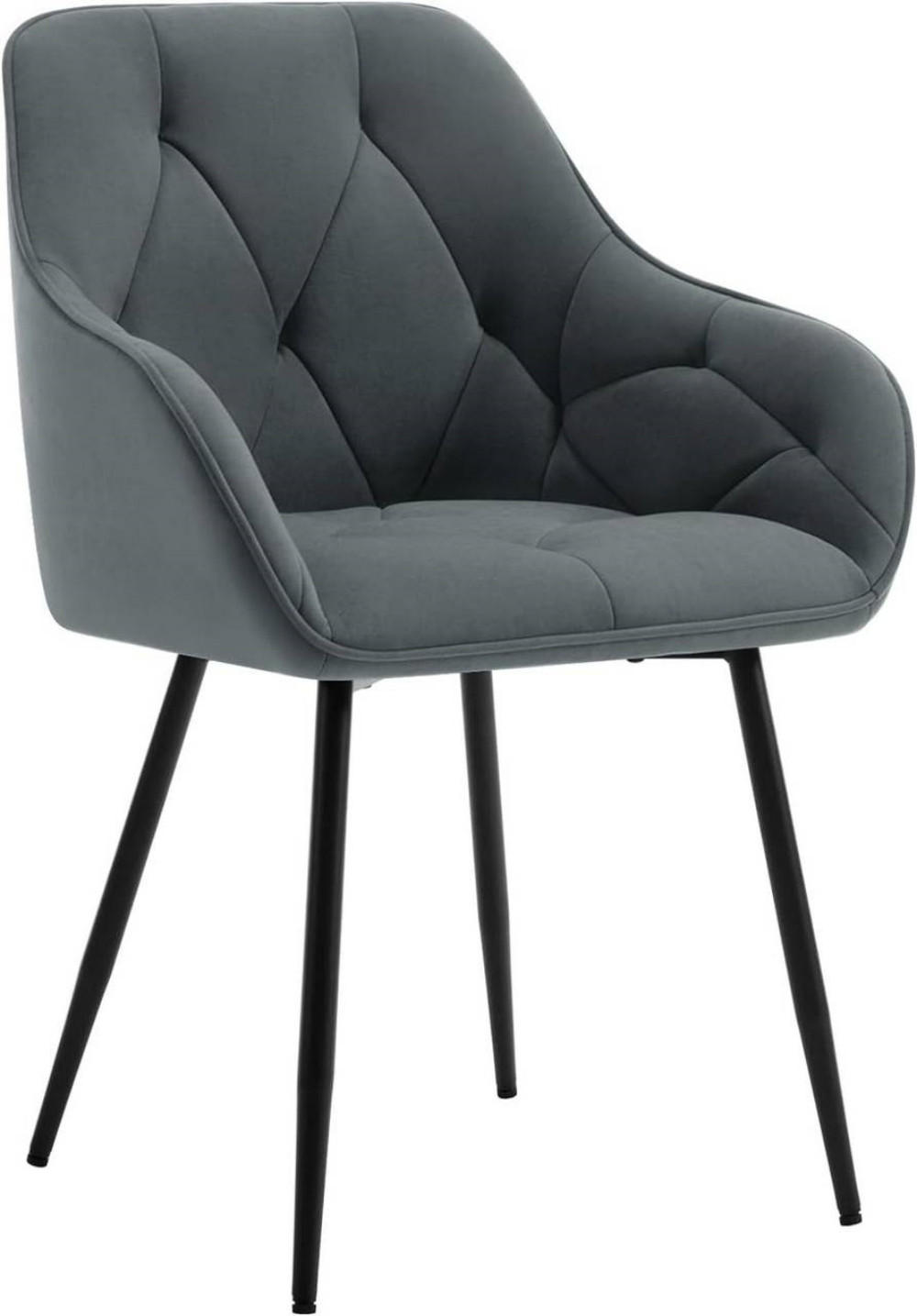 ESSZIMMERSTUHL ergonomisch, aus Samt, Dunkelgrau - Dunkelgrau/Schwarz, Kunststoff/Textil (56/83.5/53cm) - Woltu