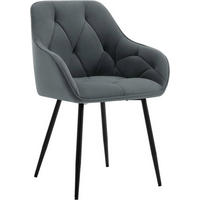 ESSZIMMERSTUHL ergonomisch, aus Samt, Dunkelgrau - Dunkelgrau/Schwarz, Kunststoff/Textil (56/83.5/53cm) - Woltu