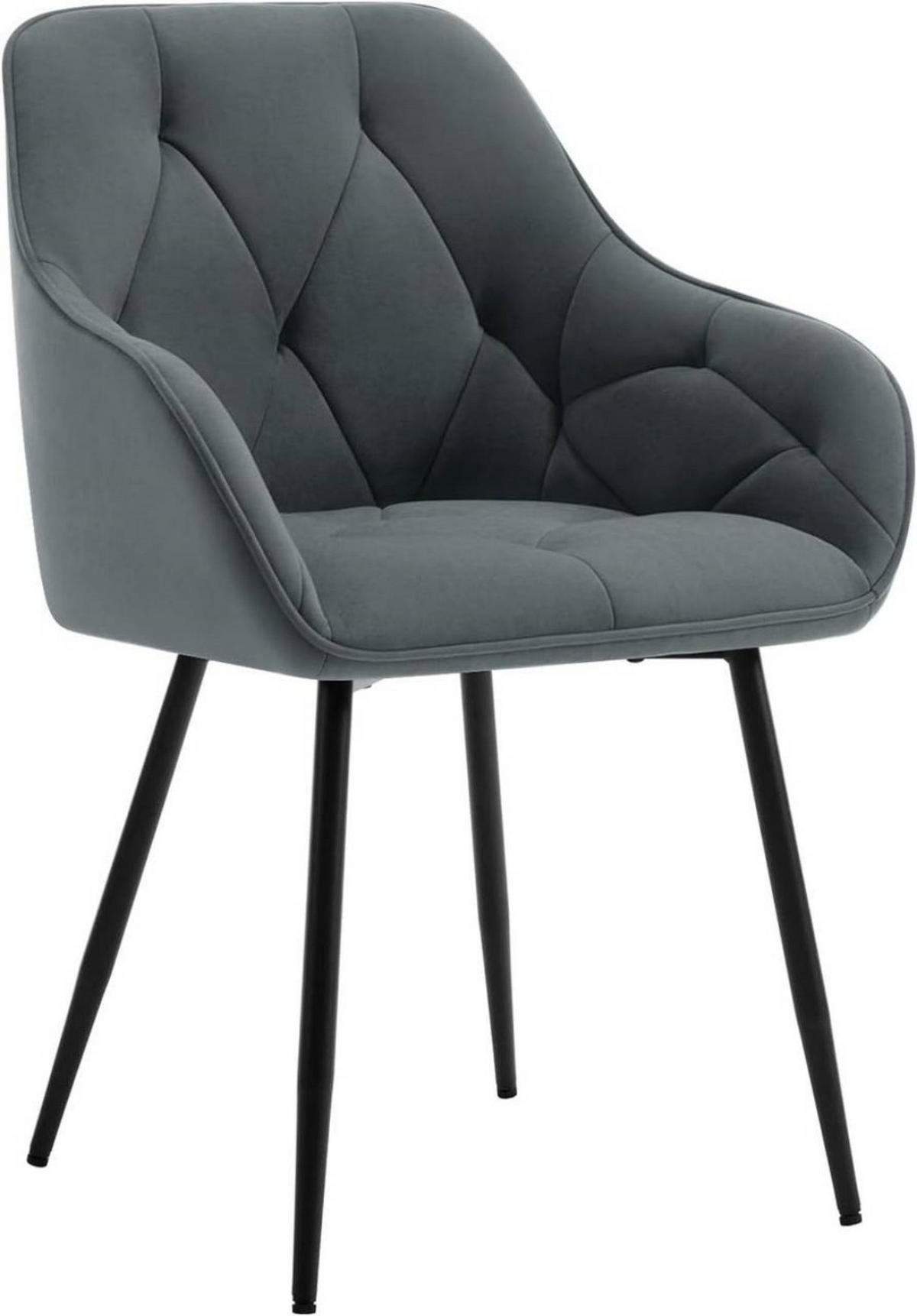 ESSZIMMERSTUHL ergonomisch, aus Samt, Dunkelgrau - Dunkelgrau/Schwarz, Kunststoff/Textil (56/83.5/53cm) - Woltu