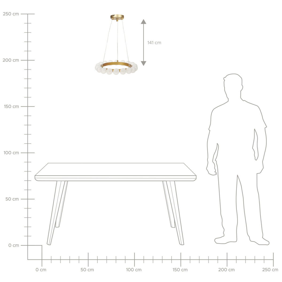 LUSTR Georges 59/59/146 cm - zlatá, kov (59/59/146cm) - Beliani