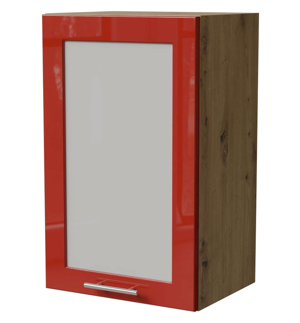 Feldmann-Wohnen Küchenhängeschrank Rot, Eiche Artisan 45x72x32.5 cm