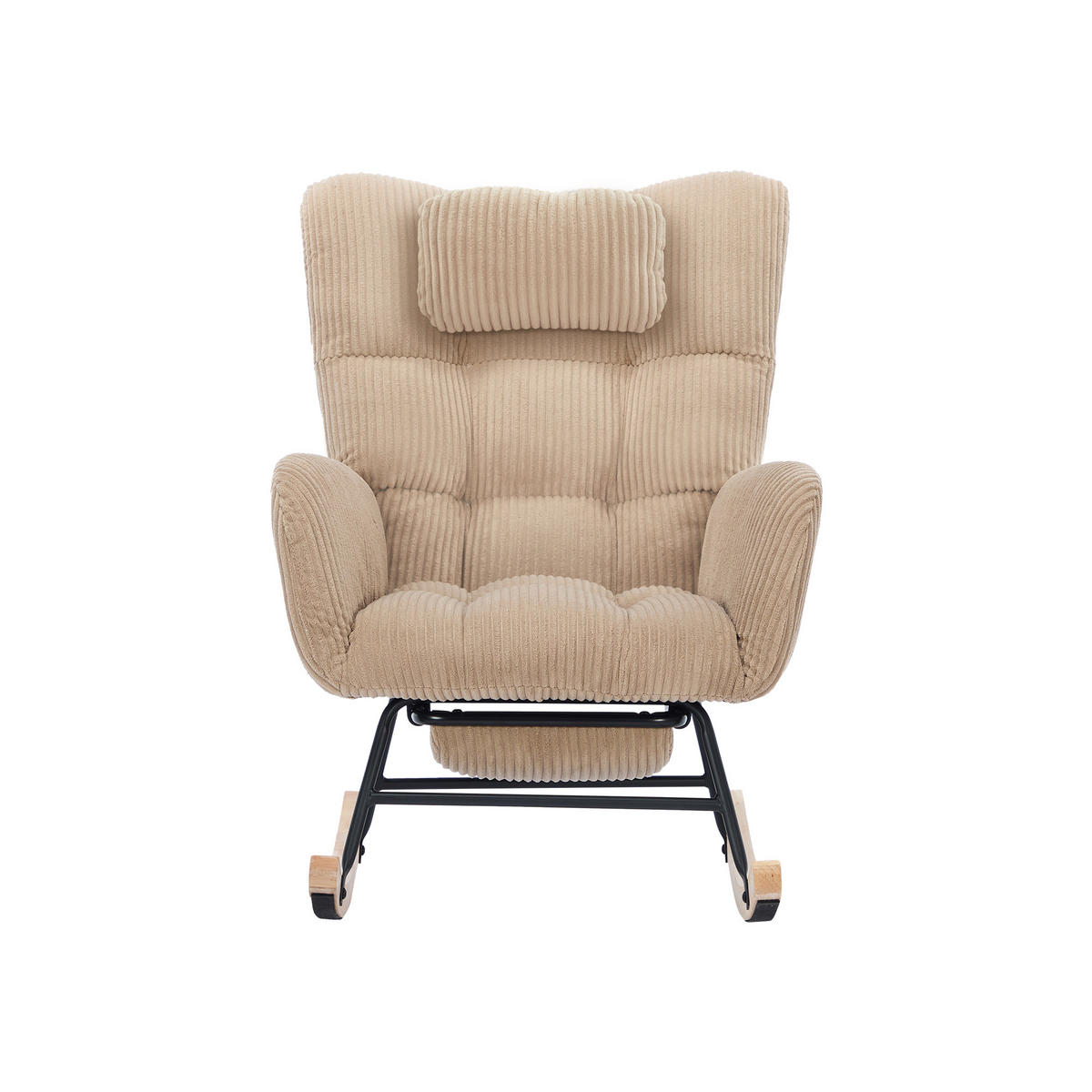 SCHAUKELSTUHL gepolstert hoher Rücken Stoff Braun Sessel - Braun, Textil (102/92/65cm) - FLIEKS