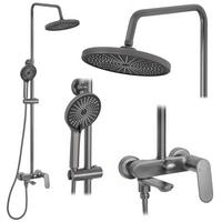 DUSCHGARNITUR Rea Marco Gun Grey - Titanfarben, Metall (19/117/47cm) - REA