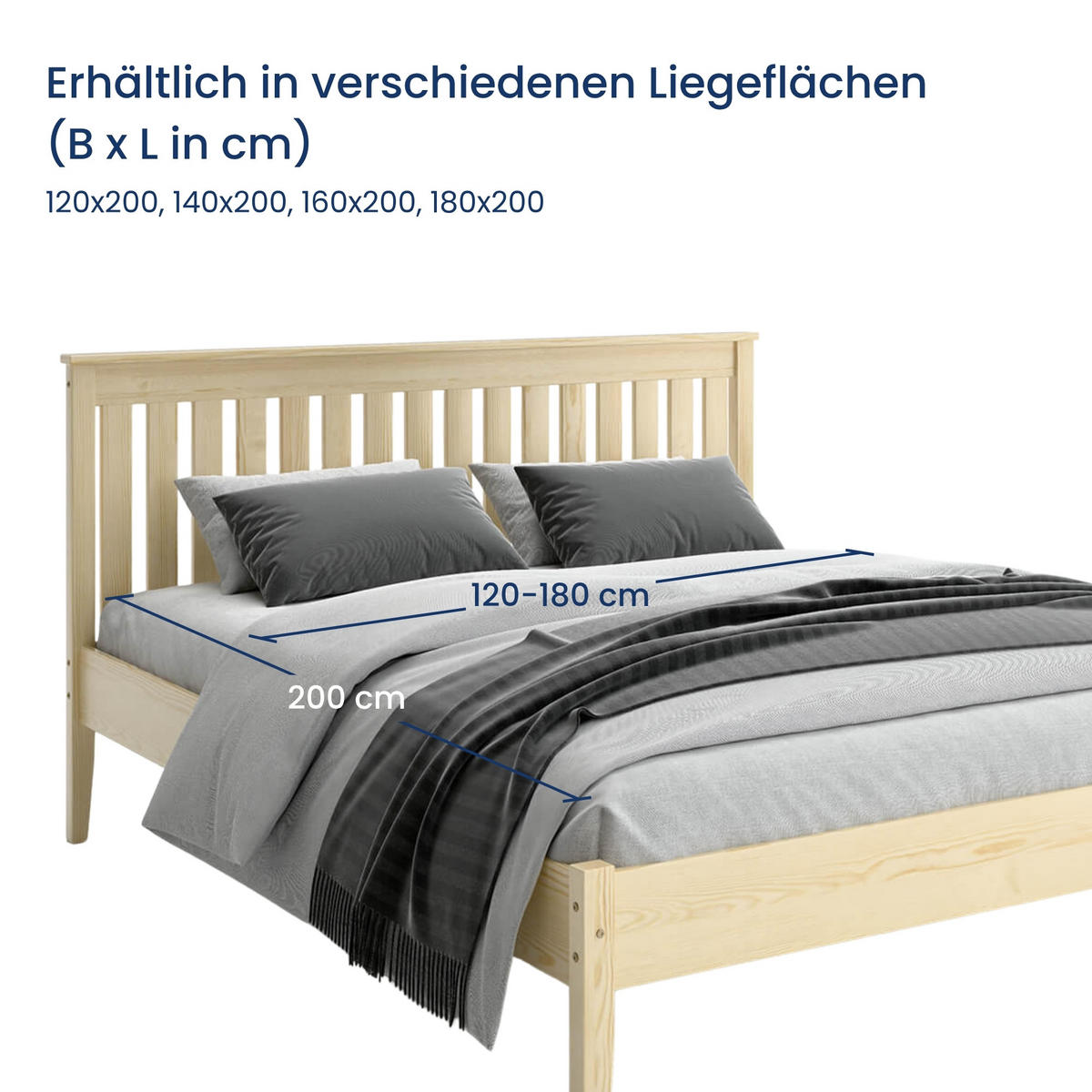HOLZBETT 120x200 cm in Kiefer - Naturfarben, Holz (120/200cm) - Home Collective