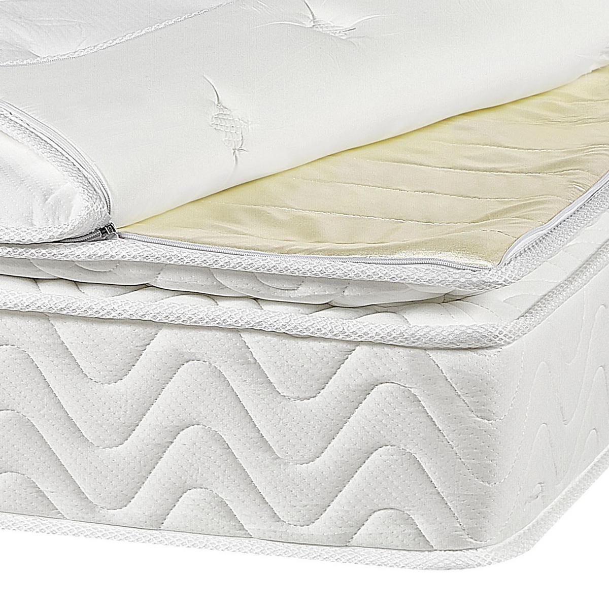 TASCHENFEDERKERNMATRATZE Memory Foam mittelfest 90/200/25 cm Luxus - Beige, Textil (90/200cm) - Beliani