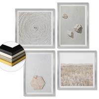 WANDBILDER 4er Set - 50x50 cm & 40x60 cm Silberner Rahmen - Leichte Boho-Sandtexturen - Silberfarben, Kunststoff (50/50cm) - ArtPrintCave