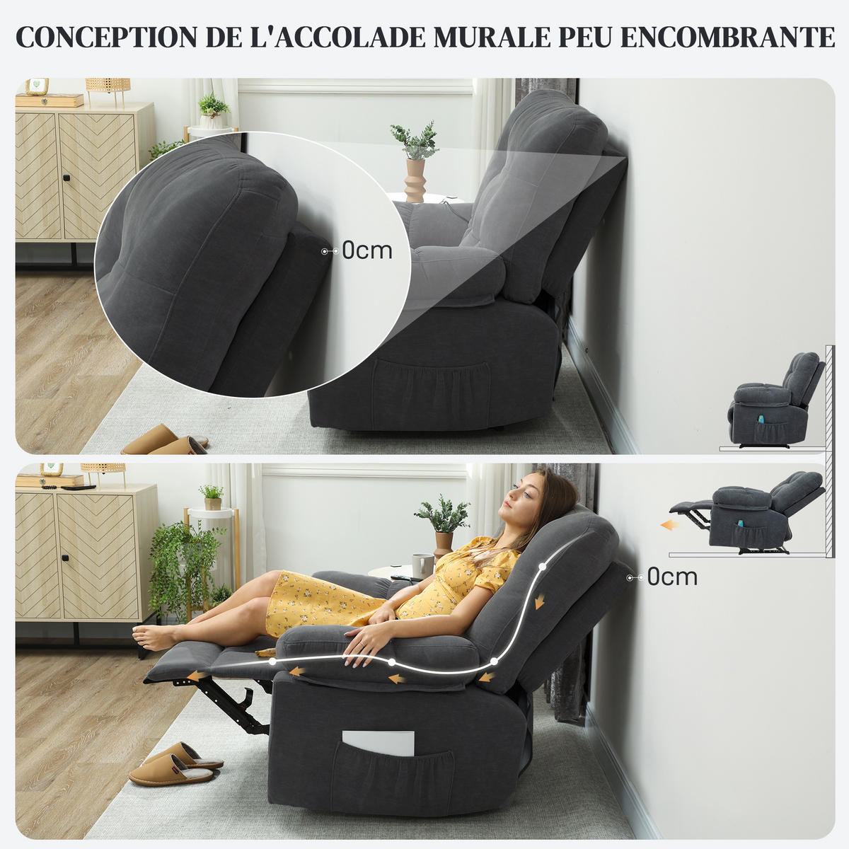 MASSAGESESSEL DE-15405 8 Vibrationen mit Heizung Grau - Grau, Metall (100/107/102cm) - ComfortXL