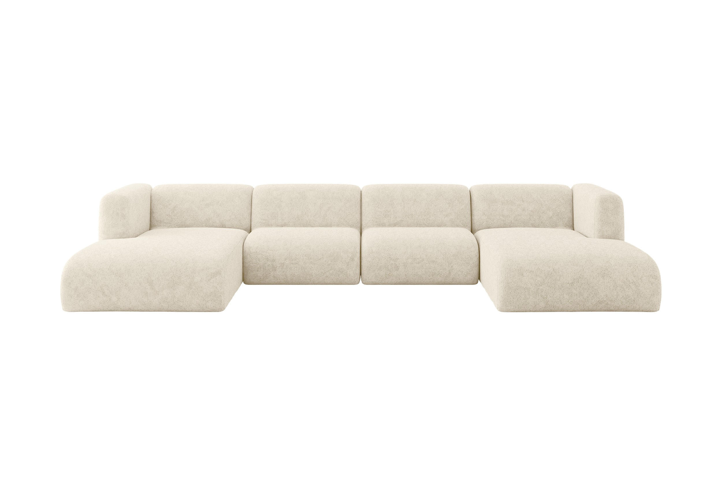 WOHNLANDSCHAFT MIRA-U2 408x179x70 Creme Velours - Creme/Schwarz, Holzwerkstoff/Kunststoff (408/70/179cm) - ALTDECOR