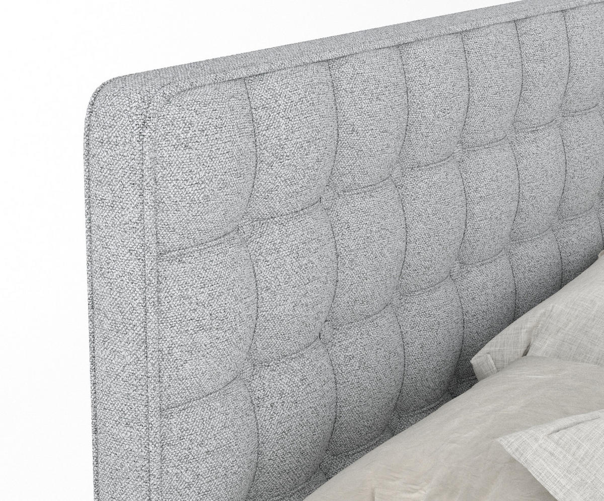 BOXSPRINGBETT Velouria Hellgrau 140/200 cm - Hellgrau/Schwarz, Holz/Holzwerkstoff (140/200cm) - Maison de Reve
