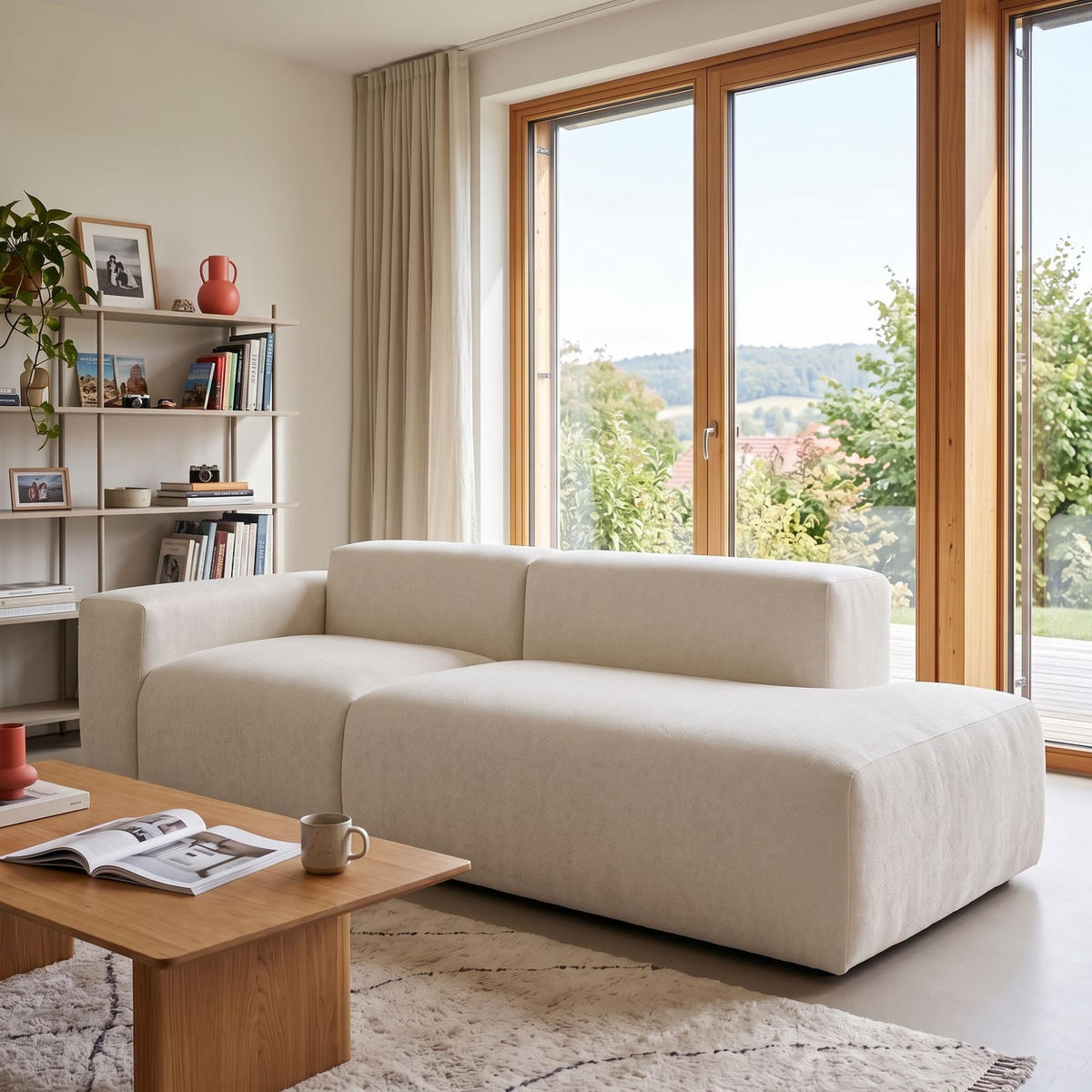 3-SITZER modulares Sofa HEAVEN SET 1 Rechts, Breite 255 cm Webstoff Weiß - Schwarz/Weiß, Holz/Kunststoff (102/71/255cm) - Muffo