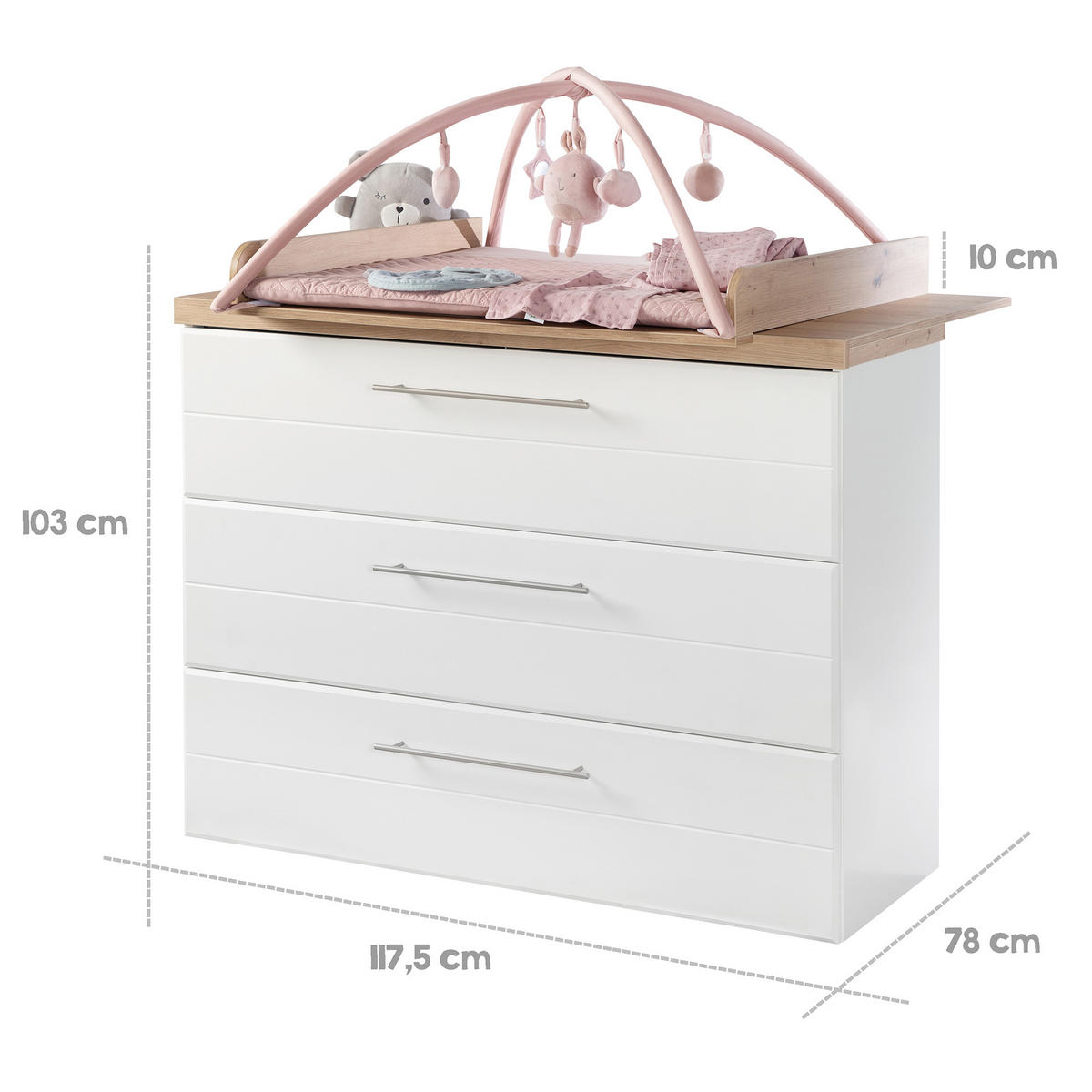 BABYZIMMER-SET Nele, 2-teilig - Weiß, Holzwerkstoff (76/80.5/144cm) - Roba