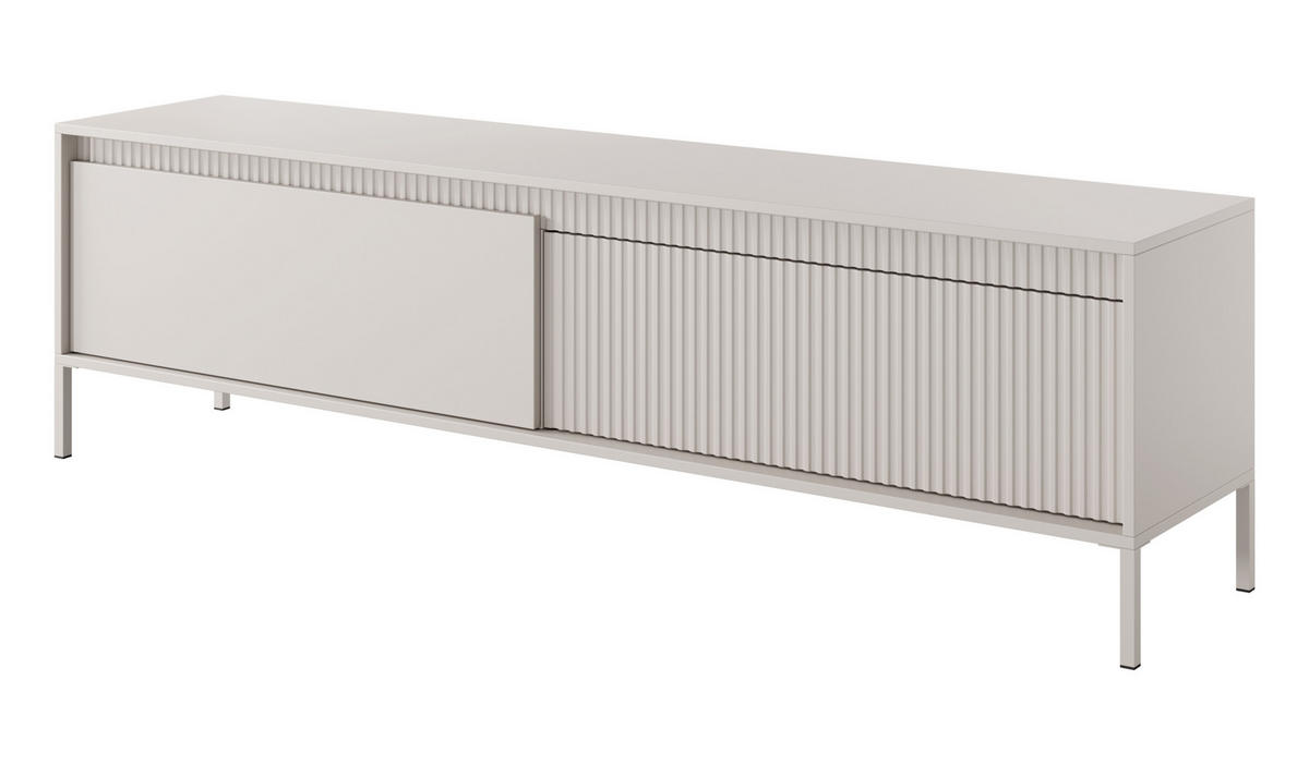 LOWBOARD Trentinis 2T Beige 187,1/53,4/39,5 cm – Geriffelten Fronten - Beige, Holzwerkstoff/Metall (187.1/53.4/39.5cm) - AX Living