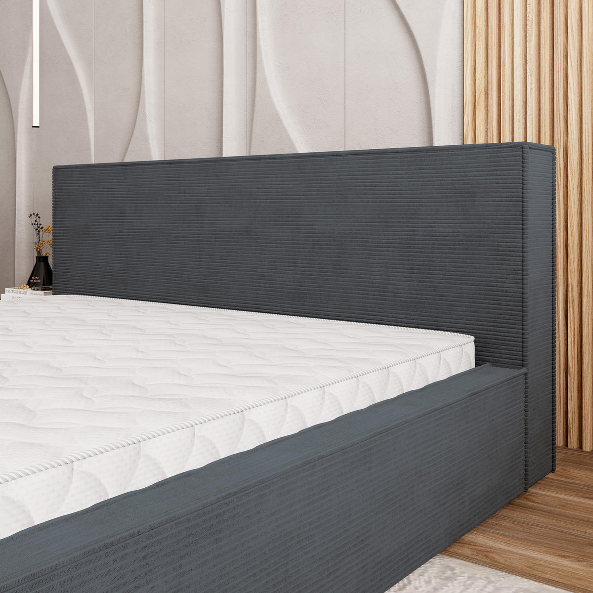 POLSTERBETT CELORA 140x200 cm mit Bettkästen - Grau - Grau, Holz (140/200cm) - MASSENO