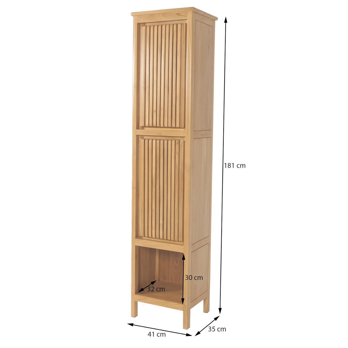 TEAK-HOCHSCHRANK Braun - Braun, Holz (41/181/35cm) - MCW