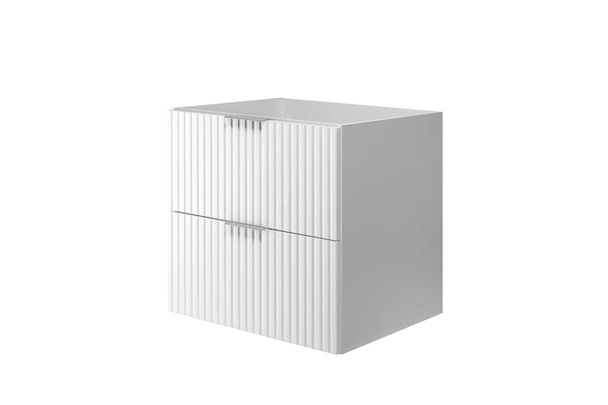 WASCHBECKUNTERSCHRANK, Weiß, 60 x 57 x 46 cm, Griff silber, ohne Arbeitsplatte - Silberfarben/Weiß, Holzwerkstoff (60/57/46cm) - 3XE LIVING