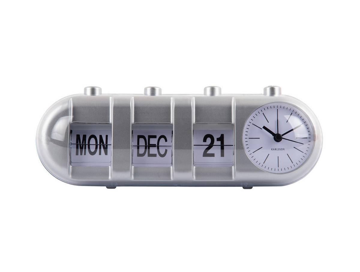 WECKER Retro Tube Calendar Flip 26/9/9.3 cm - Silberfarben, Kunststoff (9/9.3/26cm) - Karlsson