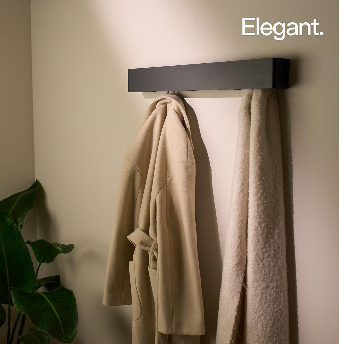 GARDEROBENLEISTE Wandgarderobe Matt Schwarz 57 cm - Schwarz, Metall (57/8/7.8cm) - Designfabrik Hamburg
