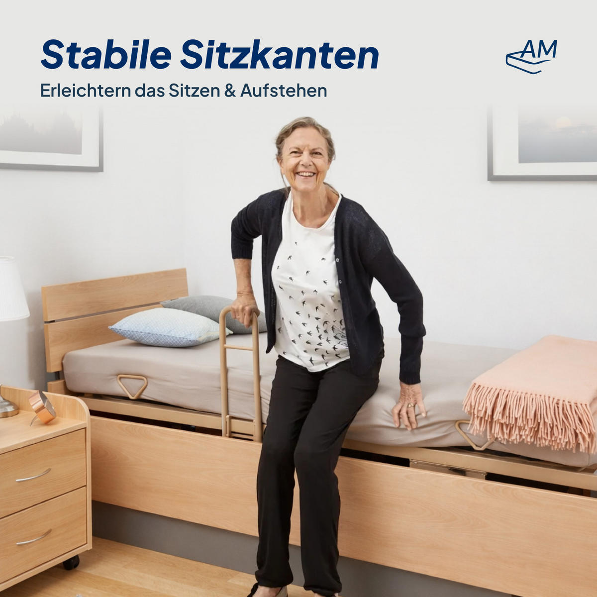 MATRACE pro prevenci dekubitů, 90/200 cm - výška 14 cm a nepromokavý potah - modrá, textil (90/200cm) - AM Qualitätsmatratzen