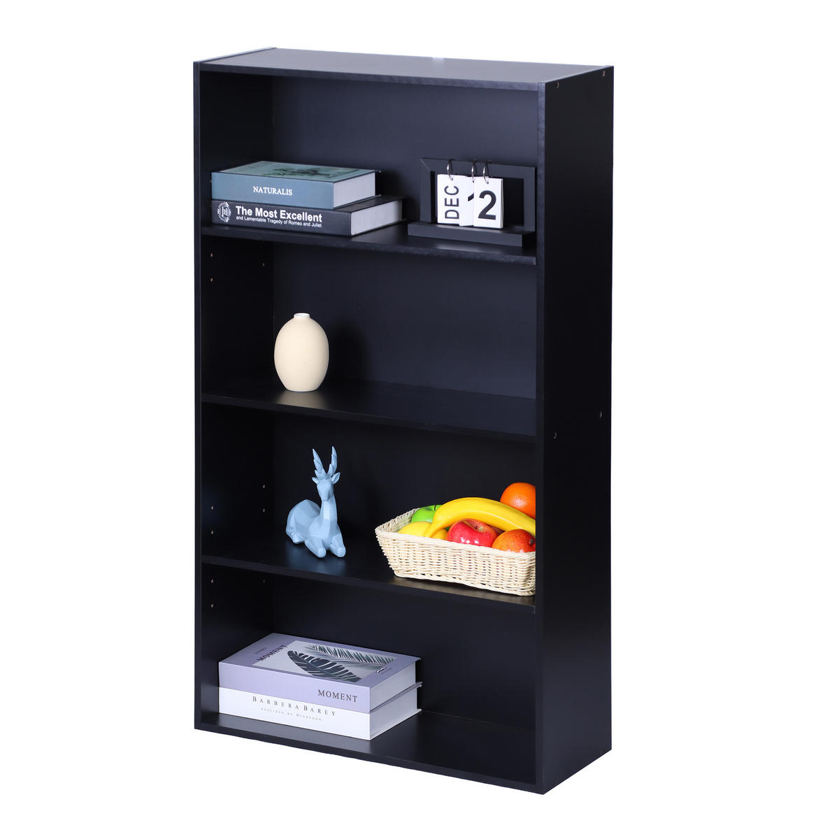 BÜCHERREGAL - Schwarz, Holzwerkstoff (60/108/24cm) - Relaxdays