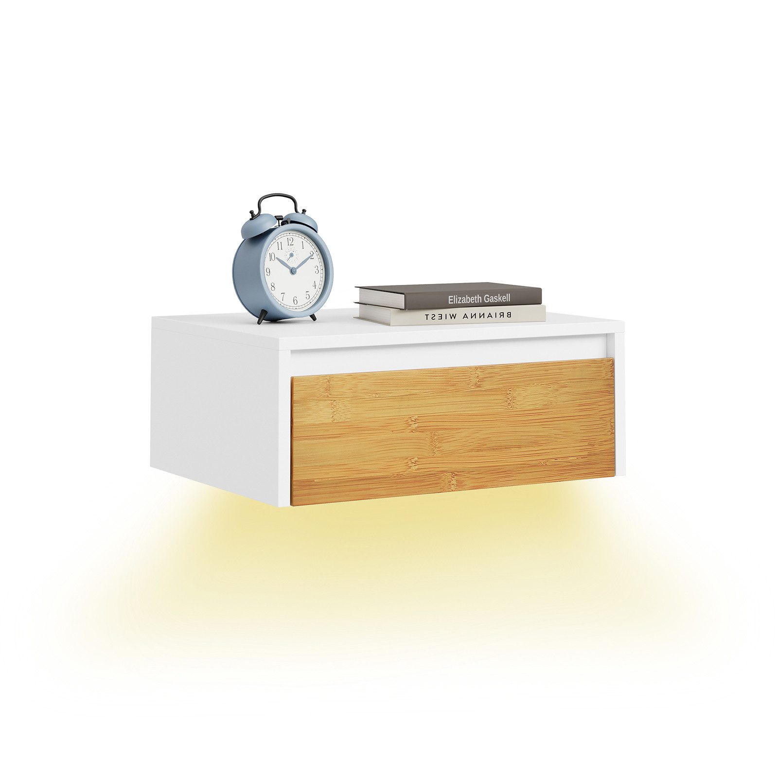 NATTBORD Vit 11x40x30cm - Vit/Naturfärgad, Träbaserade material (40/11/30cm) - SoBuy