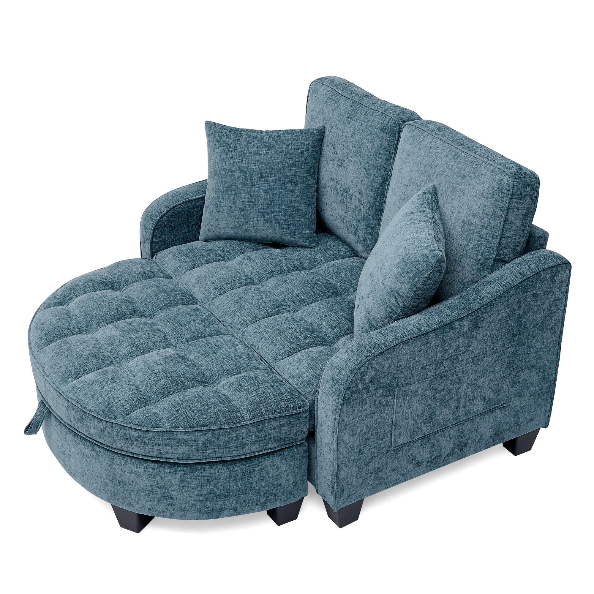 SCHLAFSOFA DE-34590 2-in-1 mit Stauraumhocker Blau - Blau, Holzwerkstoff (129/93/132cm) - ComfortXL