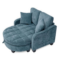 SCHLAFSOFA DE-34590 2-in-1 mit Stauraumhocker Blau - Blau, Holzwerkstoff (129/93/132cm) - ComfortXL