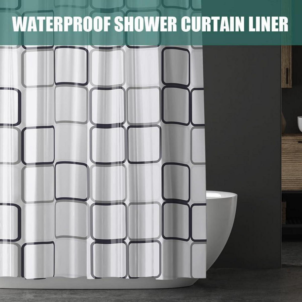 DUSCHVORHANG 180 x 180 cm PEVA wasserdicht 12 Ringe Set - Multicolor, Kunststoff (180/180cm)