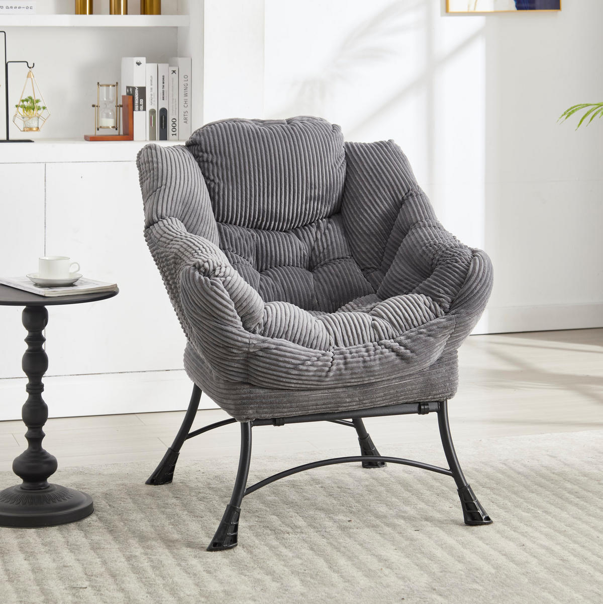 LOUNGESESSEL Set mit Hocker Flanell, Stahlgestell 69,9/64/95 cm Sessel Grau - Grau, Textil (69.9/95/64cm) - Redom