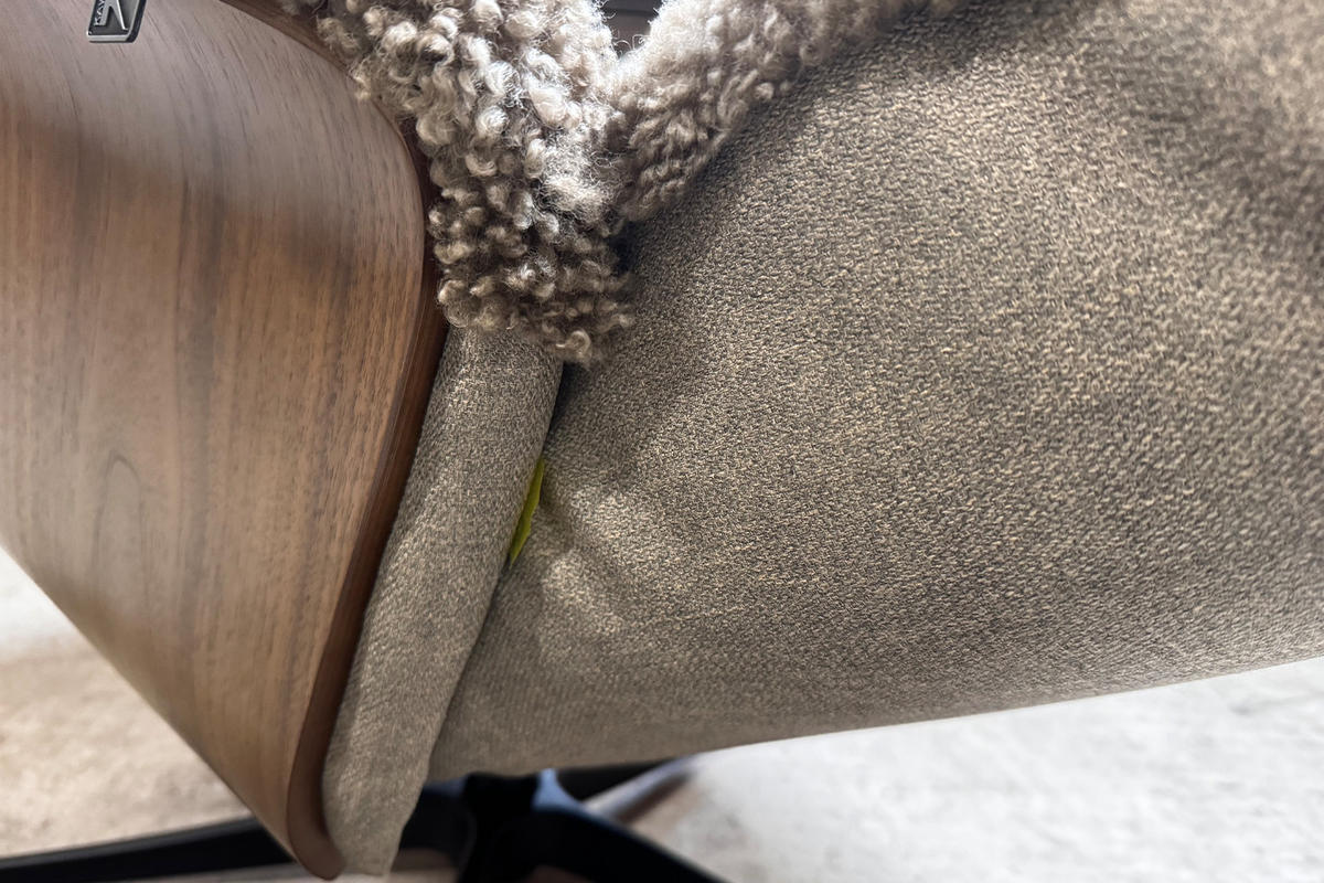 RELAXSESSEL SILVA Beige Schaffell Relaxfunktion - Beige/Schwarz, Naturmaterialen/Fell (77/106/86cm) - KAWOLA