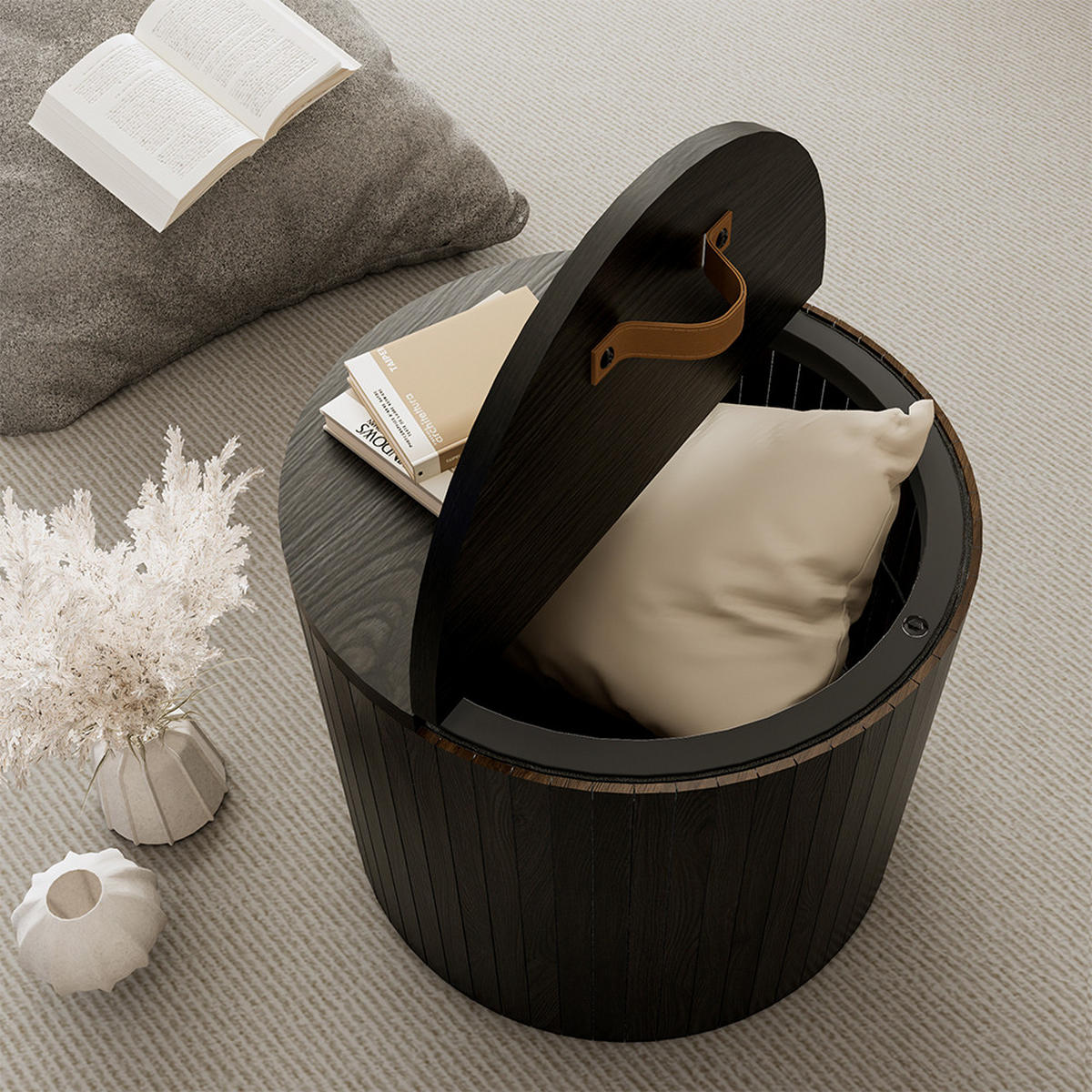 COUCHTISCH Tavilo Eiche/Schwarz 38 x 38 cm - Eichefarben/Schwarz, Holzwerkstoff (38/38/32cm) - Vicco