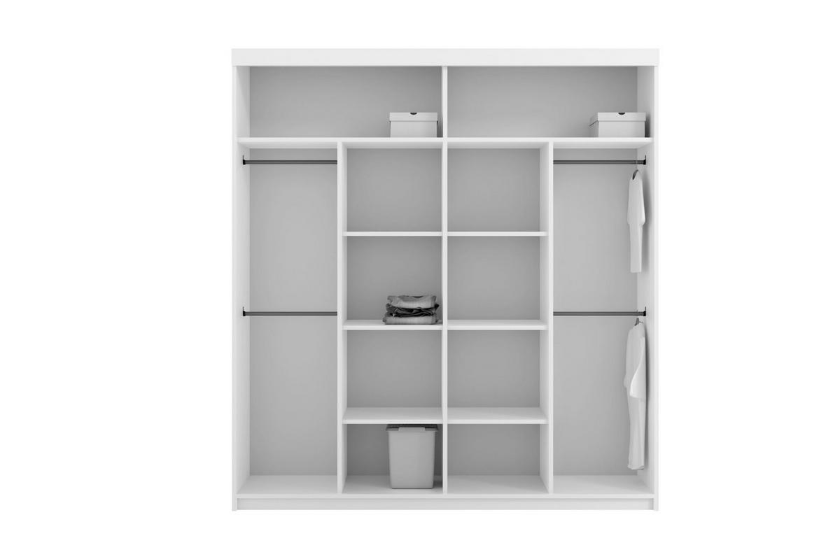 KLEIDERSCHRANK Karo 203 Schwarz, zweitüriger Schiebeschrank mit Spiegel - Schwarz, Holzwerkstoff (203/216/62cm) - Bettso