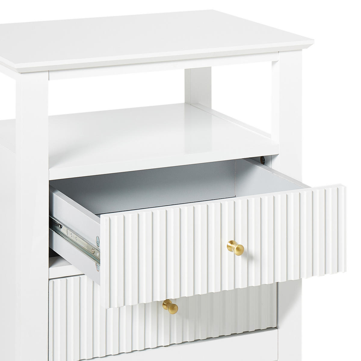 NACHTTISCH mit 2 Schubladen Weiß Assisi - Weiß, Holzwerkstoff (35/48/62cm) - Beliani
